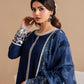 Dhanak-3PC Embroidered Shirt with Digital Printed Wool Shawl - 3367