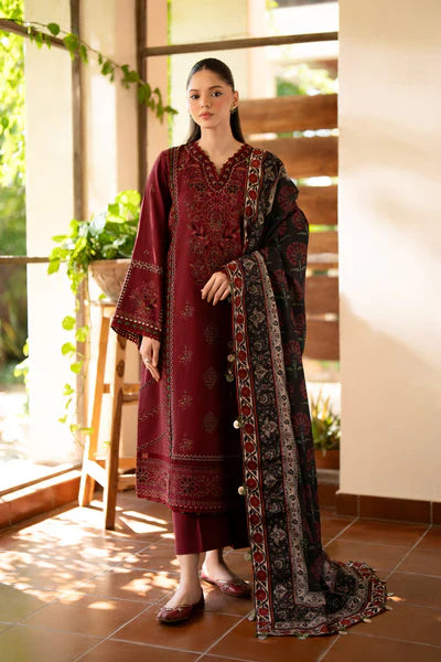 BAROQUE Lawn-3PC Embroidered With Digital Printed Dupatta-1010