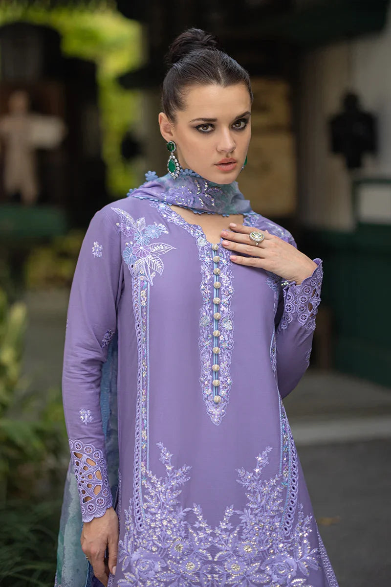 Dhanak-3PC Embroidered Shirt with Digital Printed Wool Shawl - 3291