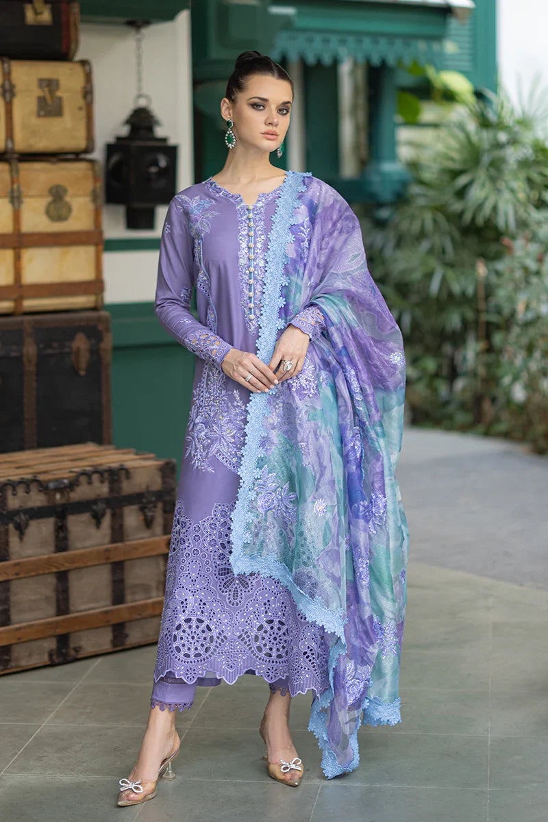 Dhanak-3PC Embroidered Shirt with Digital Printed Wool Shawl - 3291