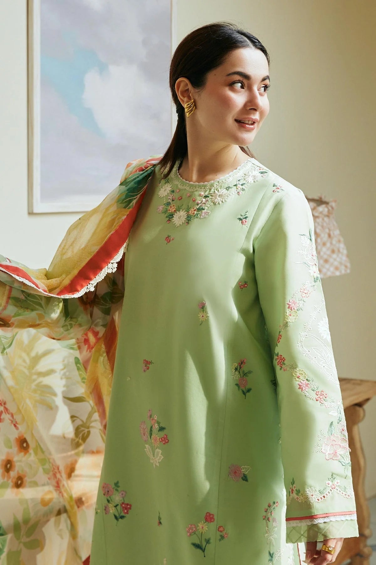 ZARA SHAHJAHAN 3PC Lawn Embroidered Shirt With Printed Dupatta-476