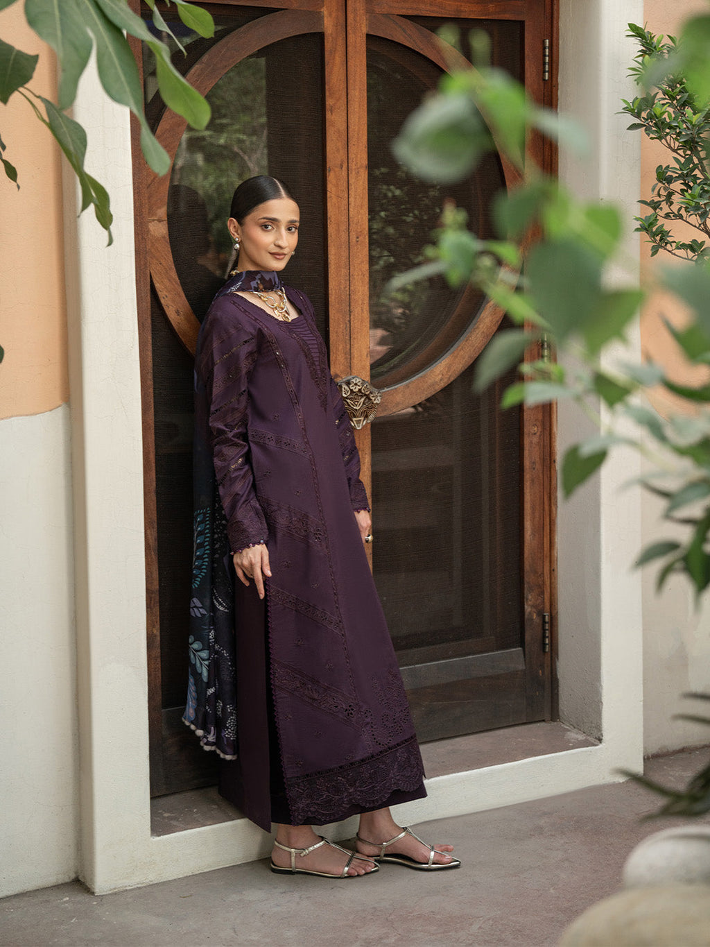 Lawn-3PC Chikankari Embroidered Shirt With Digital Printed Jacquard Dupatta-5347