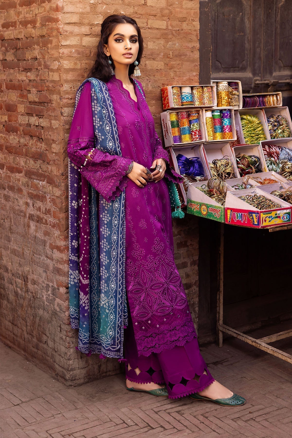Lawn-3PC Embroidered Shirt with Digital Printed Jacquard Dupatta-1205