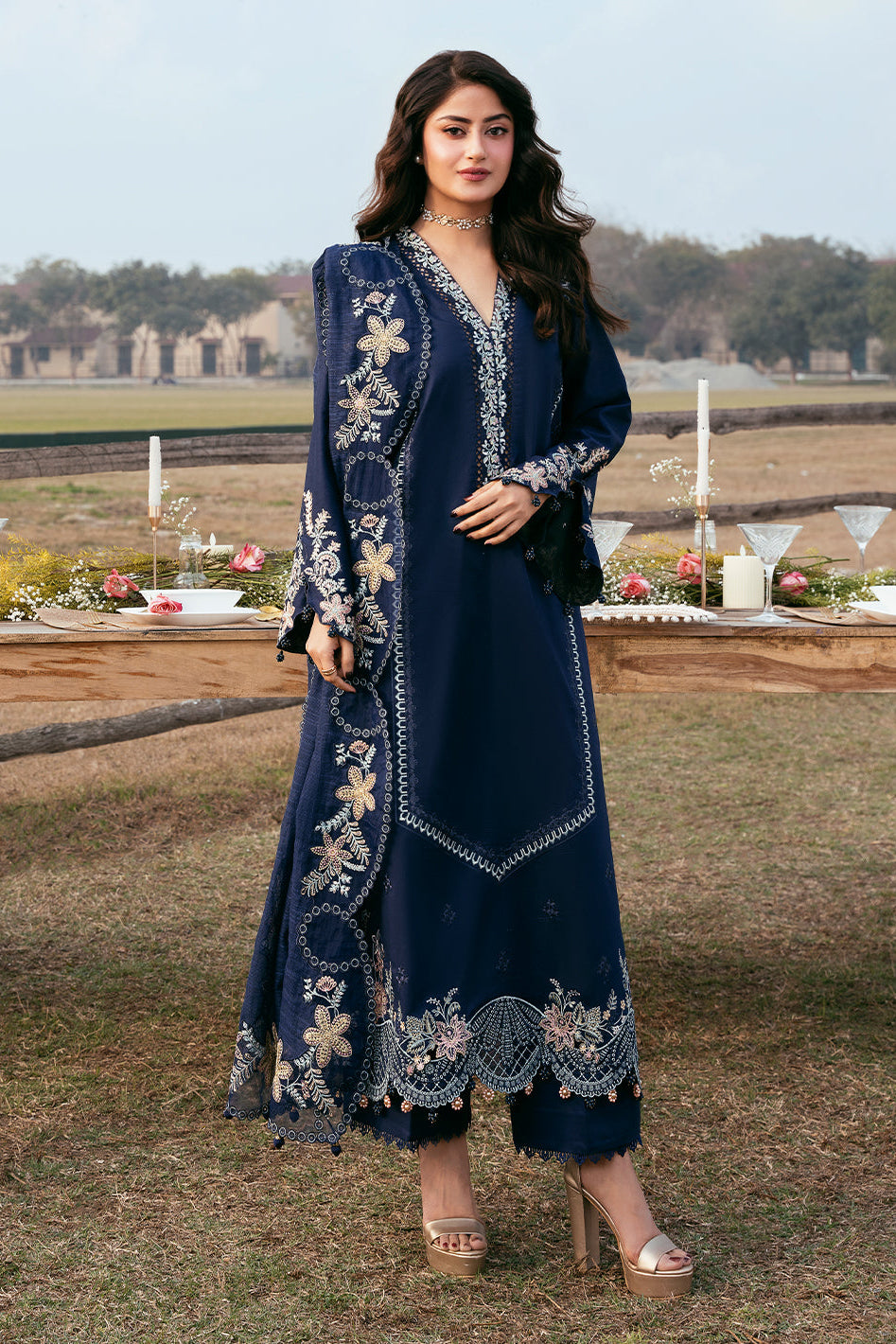 Lawn-3PC Embroidered Suit With Organza Embroidered Dupatta-5270