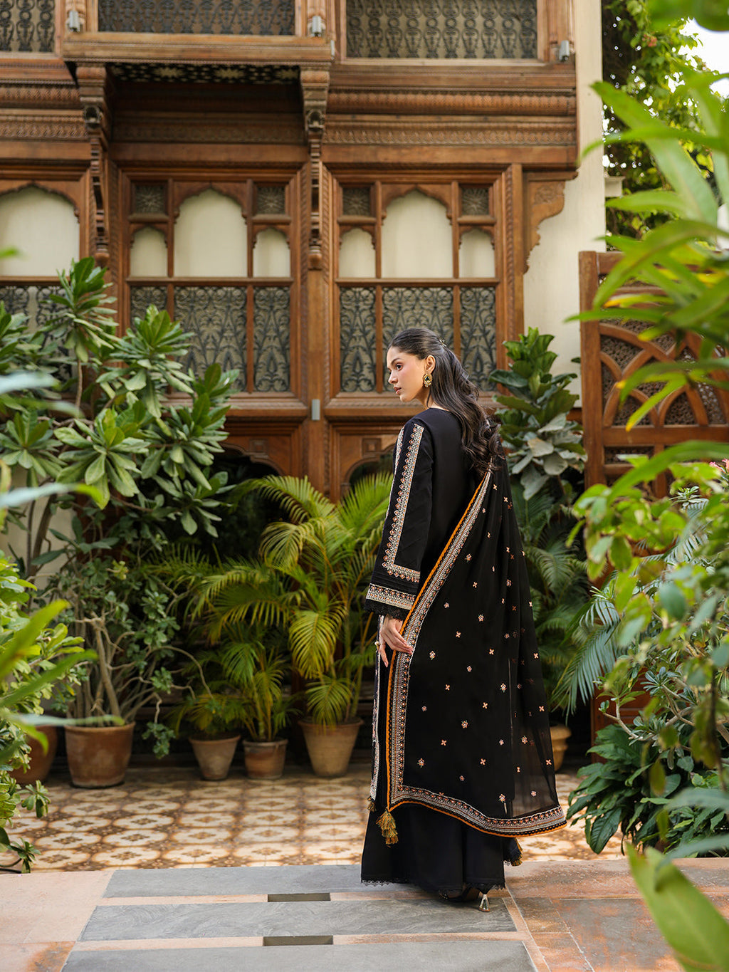 Dhanak-3PC Embroidered Shirt with Chiffon Embroidered Dupatta - 6391