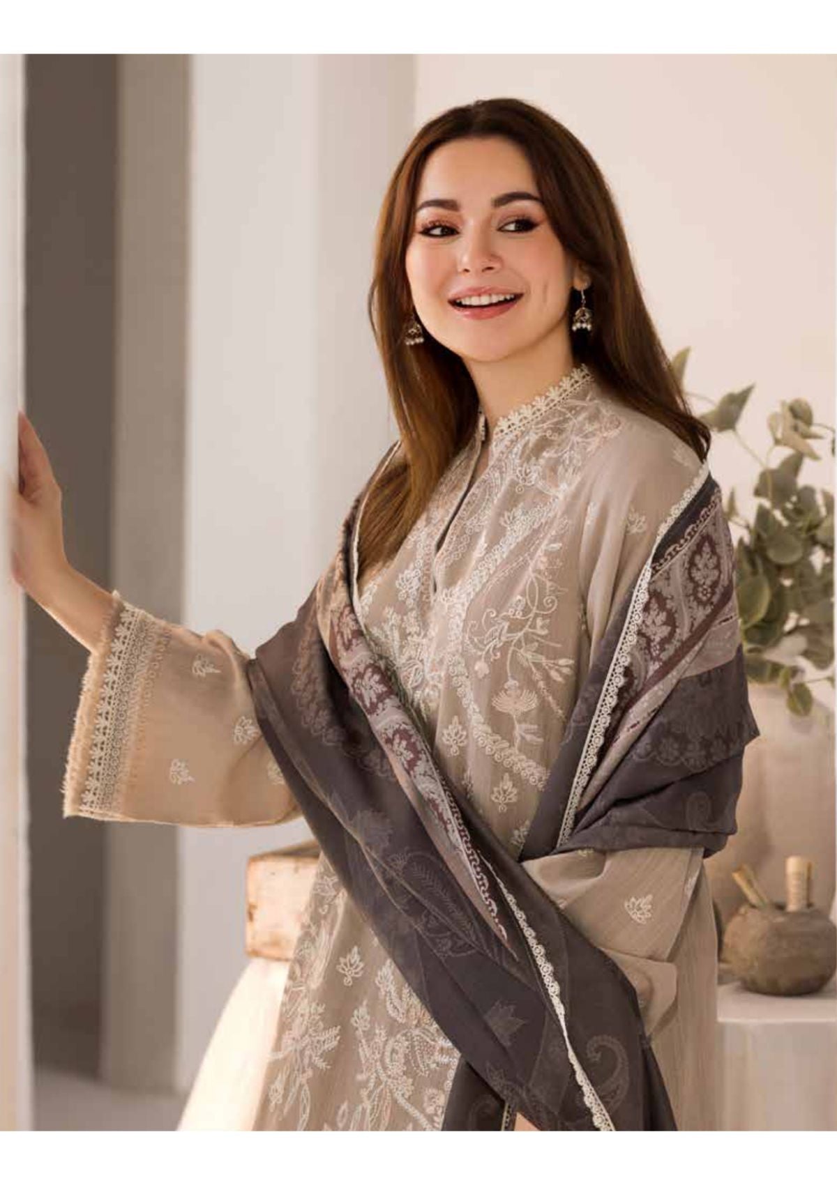 SOBIA NAZIR - 3PC LAWN EMBROIDERED SHIRT WITH DIGITAL PRINTED SHAWL AND TROUSER-1114