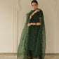 Dhanak-3PC Embroidered Shirt with Organza Sequence Embroidered Dupatta - 3444