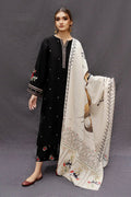 Dhanak-3PC Embroidered Shirt with Digital Printed Wool Shawl - 167