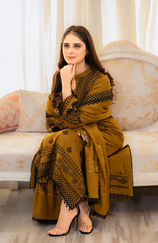 Lawn-3PC Embroidered Shirt with Embroidered Cotton Net Dupatta -5106