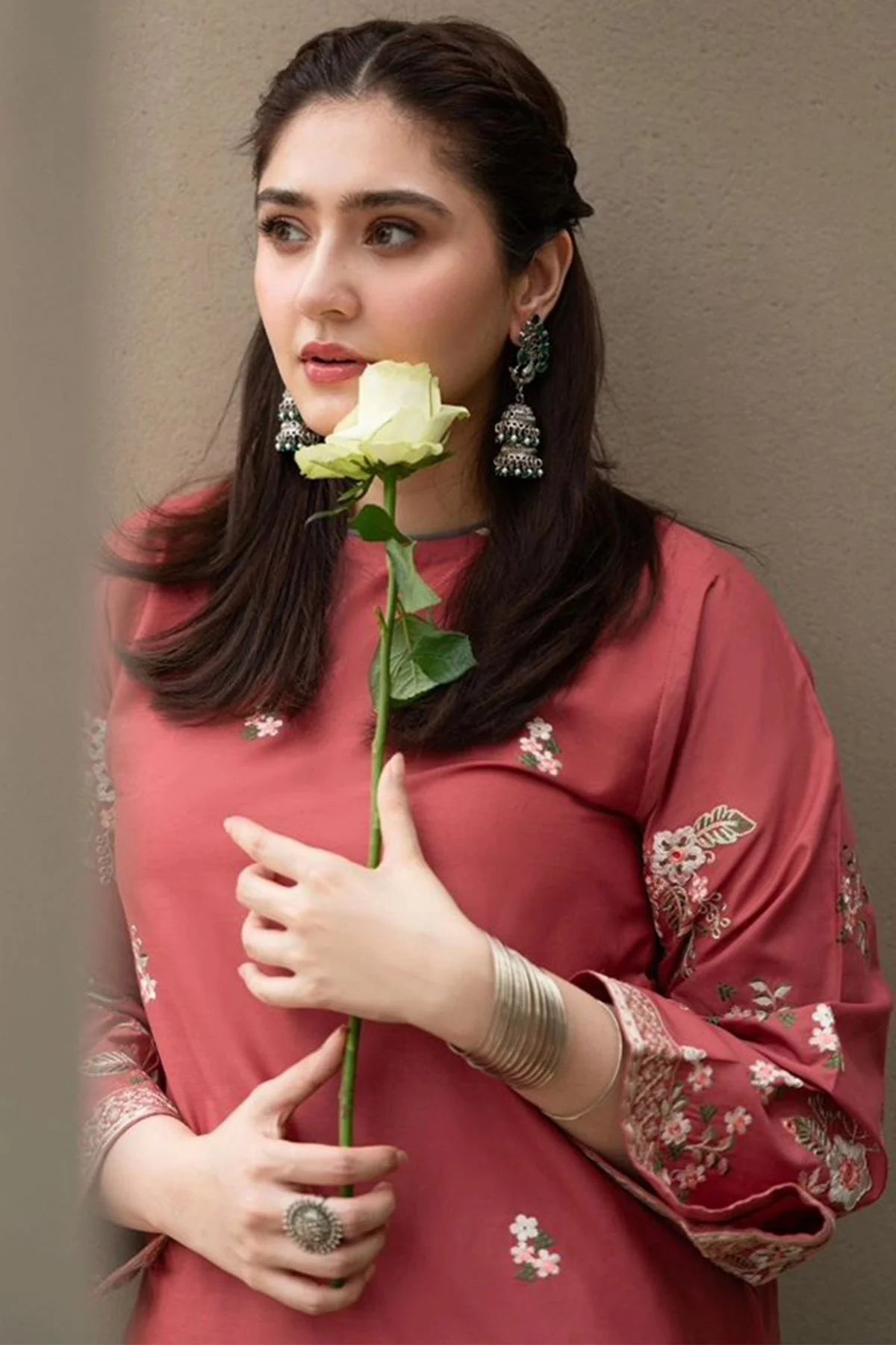 URGE 2PC DHANAK EMBROIDERED SHIRT AND TROUSER-661