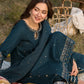 Dhanak-3PC Embroidered Shirt with Organza Embroidered Dupatta- 3392