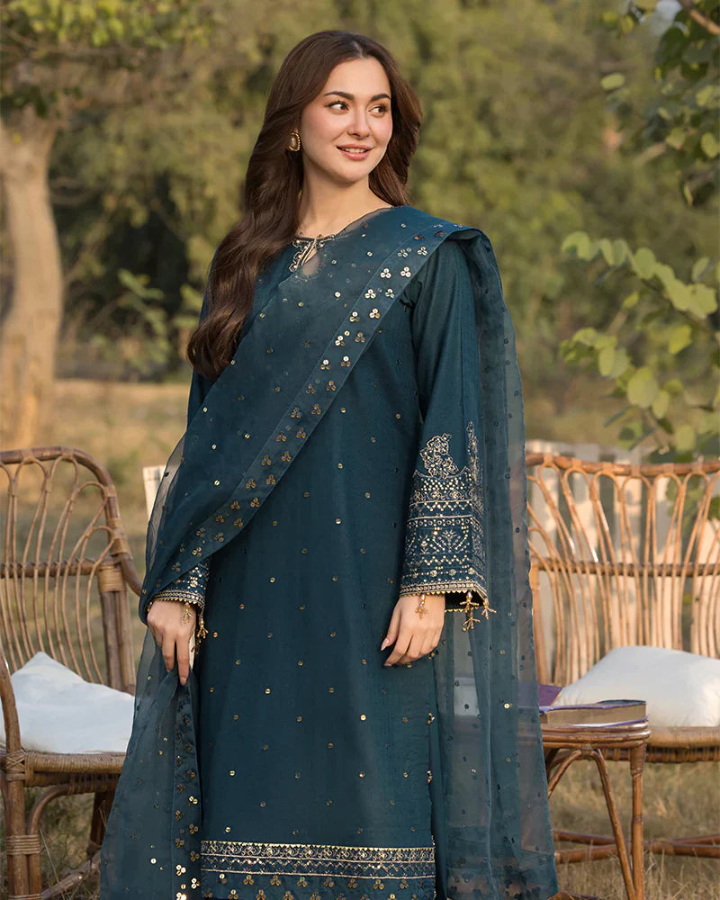 Lawn-3PC Embroidered Shirt with Organza Sequins Embroidered Dupatta- 5062