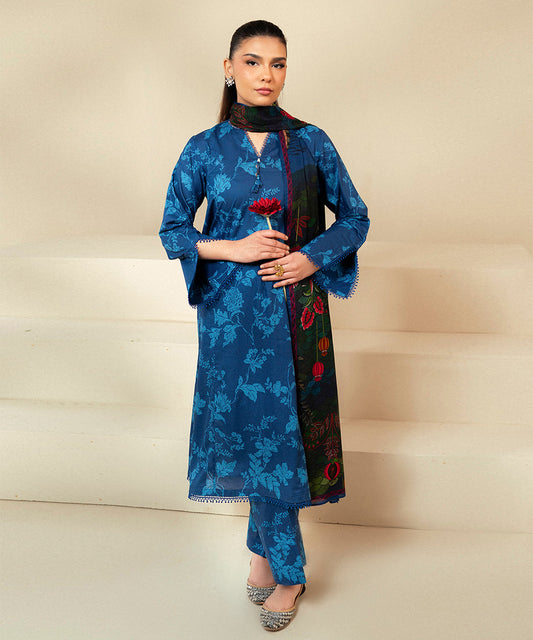 BAROQUE KHADDAR 3PC WITH KHADDAR PRINTED SHIRT & TROUSER-909