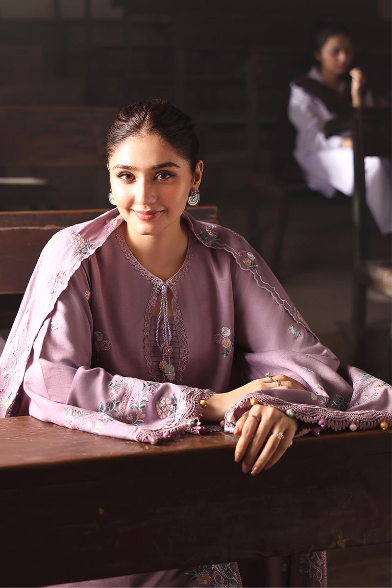 Dhanak-3PC Embroidered Shirt with Chiffon Embroidered Dupatta - 3557