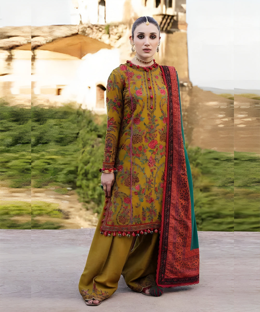 Hussain Rehar Dhanak 3PC Embroidered With Digital Printed Dupatta-1303