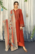 Dhanak-3PC Embroidered Shirt with Digital Printed Wool Shawl - 651