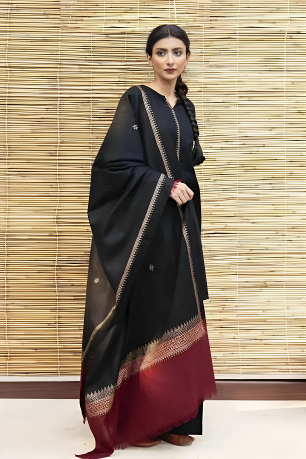 Dhanak 3PC With Woolen Shawl-555