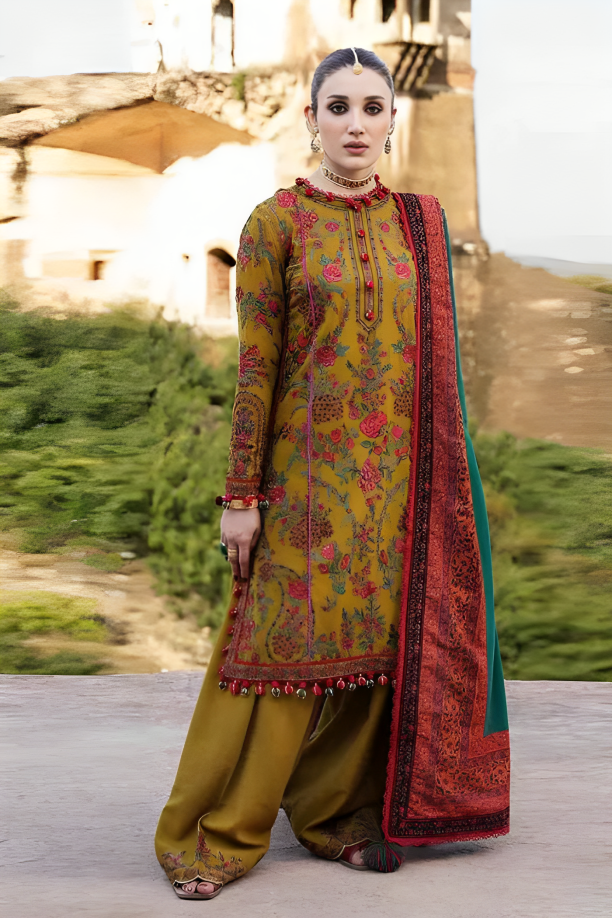 Hussain Rehar Dhanak 3PC Embroidered With Digital Printed Dupatta-1303