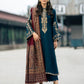 Dhanak-3PC Embroidered Shirt with Digital Printed Wool Shawl -262