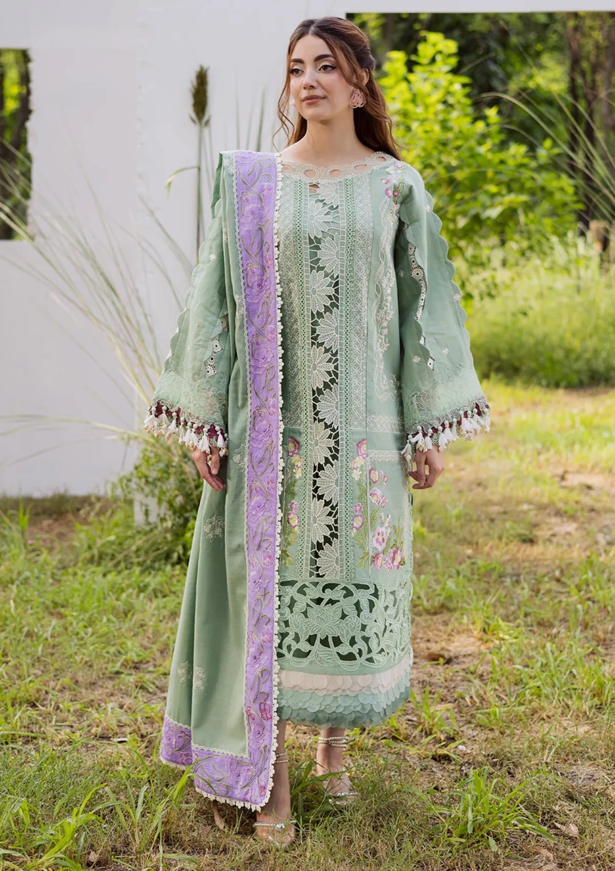 Lawn-3PC Embroidered With Khadi Net Embroidered Dupatta-5288
