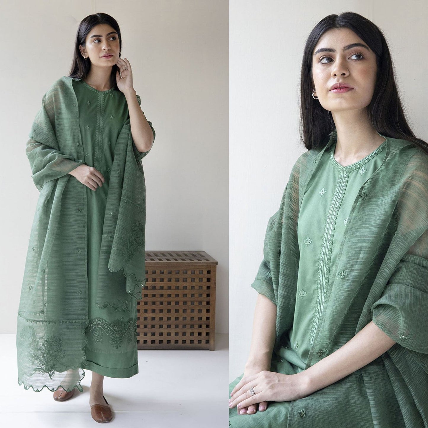 DYOT 3PC Dhanak Embroidered Shirt With Organza Dupatta-140