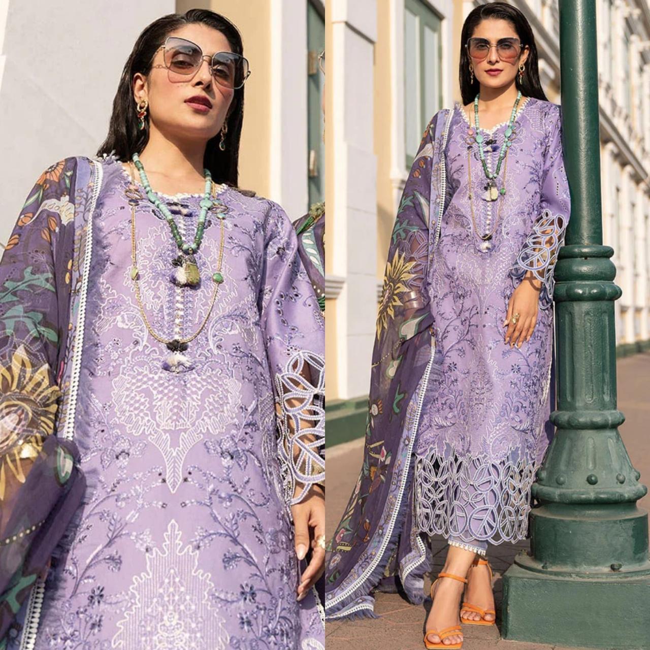 MUSHQ 3PC Lawn Embroidered With Printed Dupatta -362