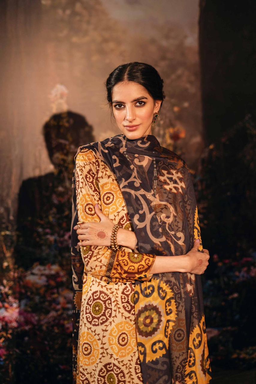 Lawn 3PC  Printed With Printed Voile Dupatta-754