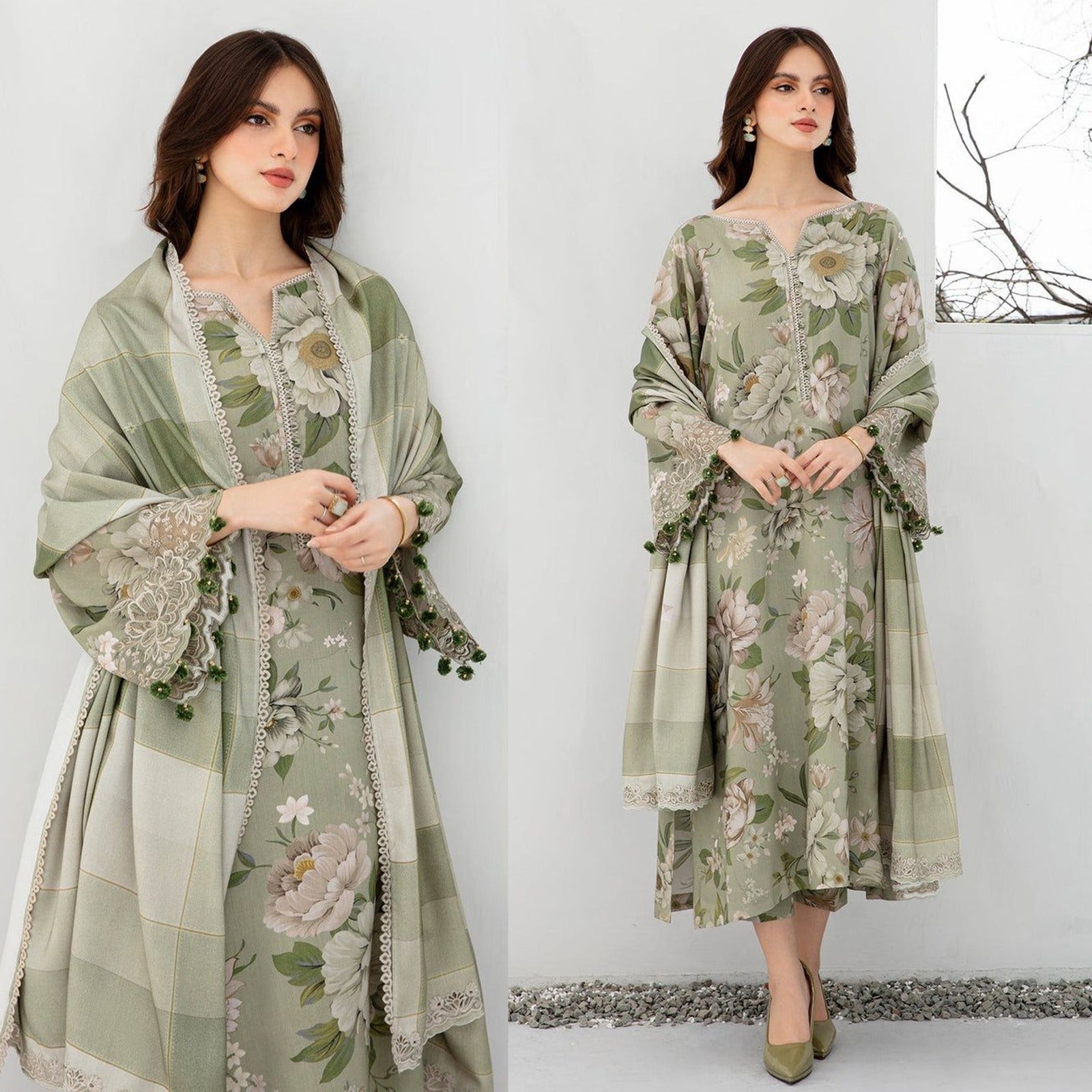 BAROQUE - 3PC Lawn Printed Shirt With Voile Printed Dupatta-763