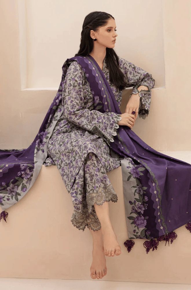 BAROQUE - 3PC Lawn Printed Shirt With Voile Printed Dupatta-768