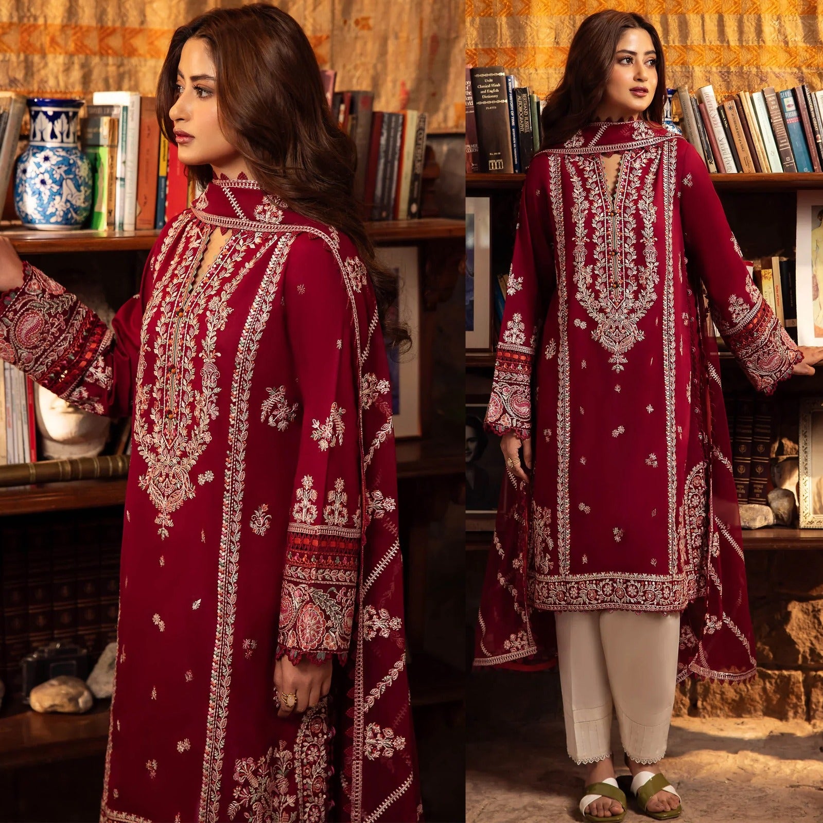 ZAHA 3PC Lawn Embroidered With Chiffon Embroidered Dupatta-452