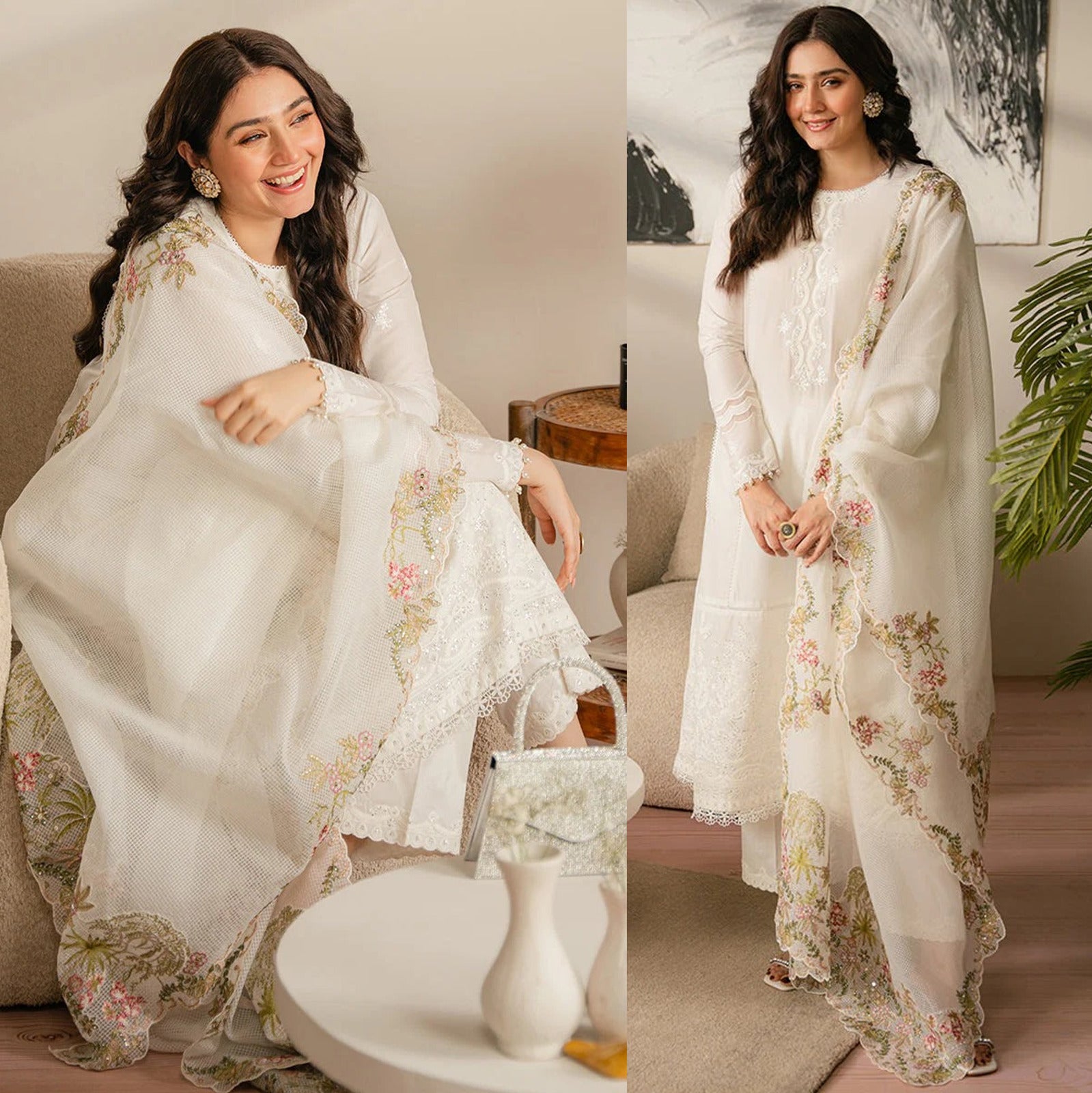 CROSS STITCH Lawn 3PC Embroidered With Organza Embroidered Dupatta-456