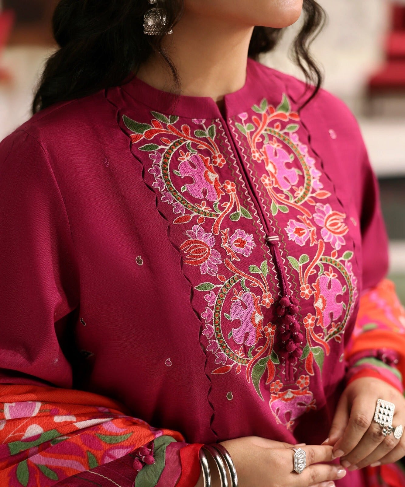 Lawn-3PC Embroidered With Digital Printed Jacquard Dupatta-5094