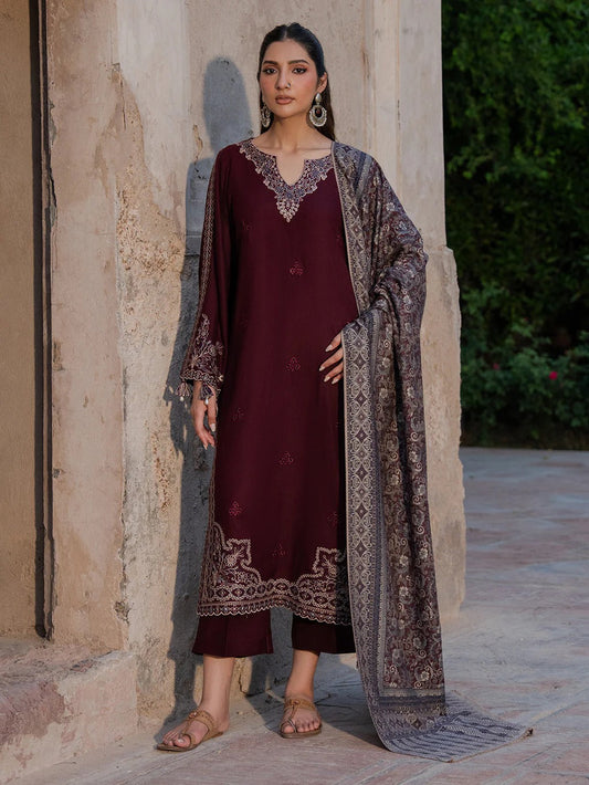 Lawn 3PC Embroidered Shirt with Digital Printed Jacquard Dupatta-5047
