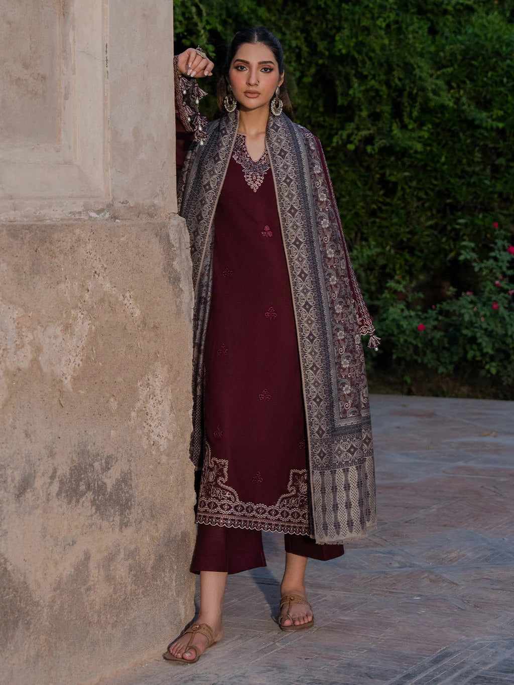 Lawn 3PC Embroidered Shirt with Digital Printed Jacquard Dupatta-5047