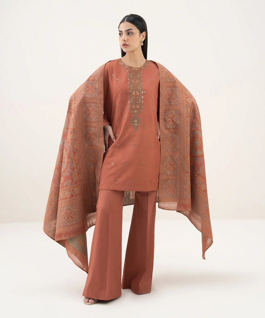 Lawn 3PC Embroidered Shirt with Digital Printed Jacquard Dupatta-5194