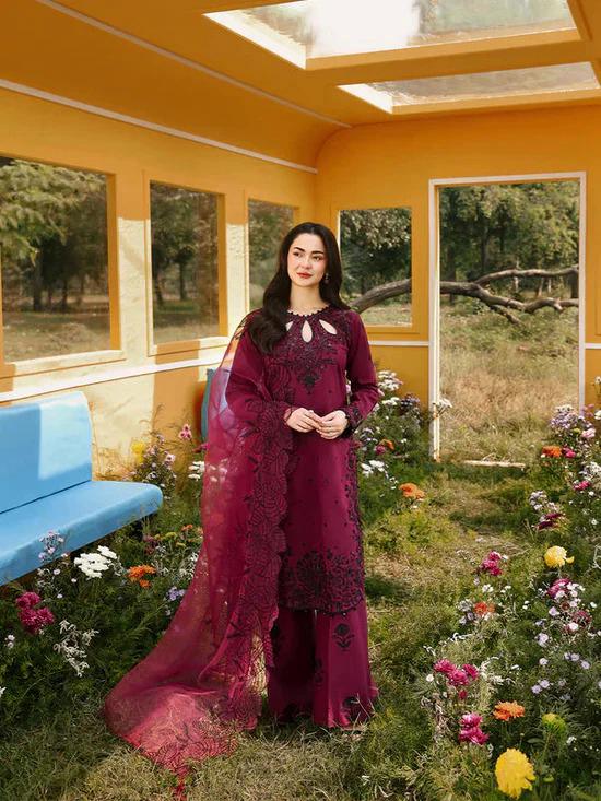 Lawn-3PC Embroidered Shirt With Khadi Net Embroidered Dupatta-5273