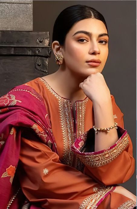 Dhanak-3PC Embroidered Shirt with Digital Printed Wool Shawl - 691