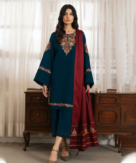 3PC Lawn Embroidered Shirt With Digital Printed Jacquard Dupatta-5226