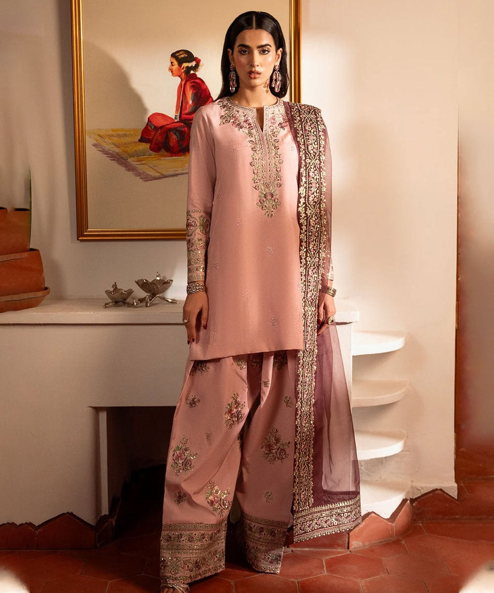 Lawn-3PC Embroidered Shirt With Khadi Net Sequins Embroidered Dupatta-5101