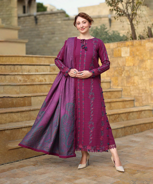 Lawn-3PC Embroidered with Digital Printed Jacquard Dupatta-5043