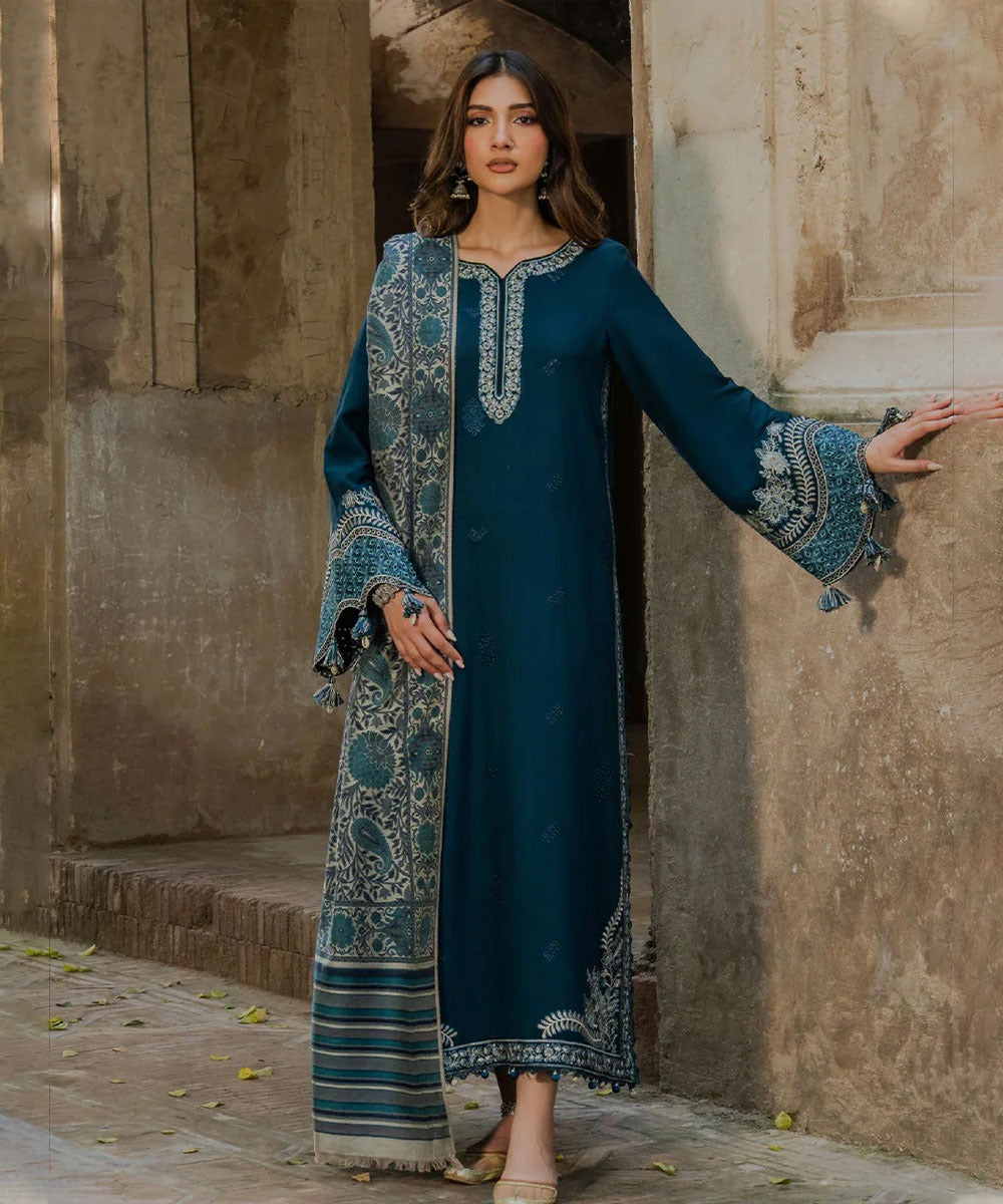 Lawn-3PC Embroidered Shirt with Digital Printed Jacquard Dupatta-5055