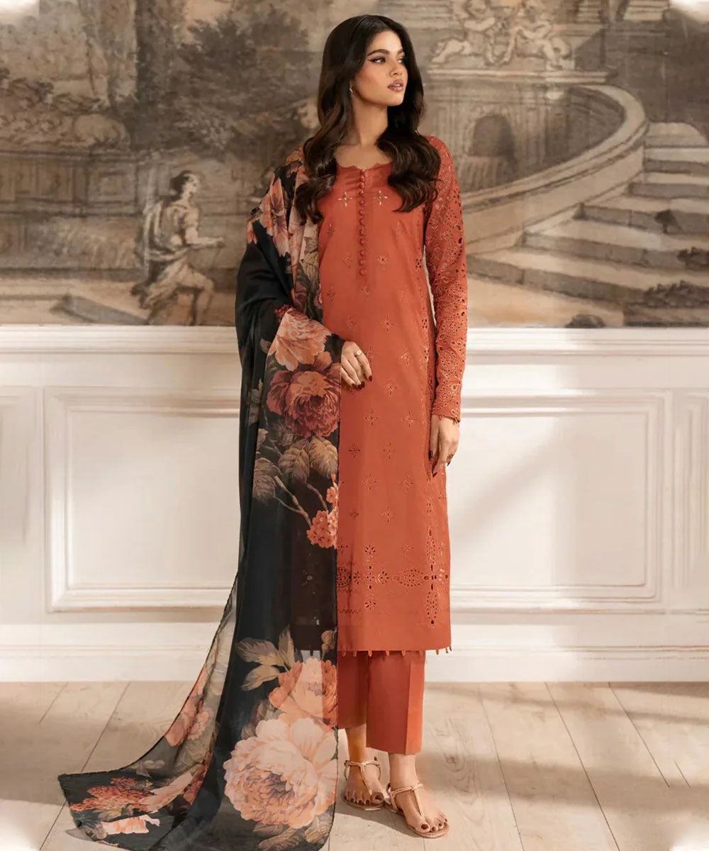 Lawn-3PC Embroidered Shirt with Digital Printed Chiffon Dupatta-5072