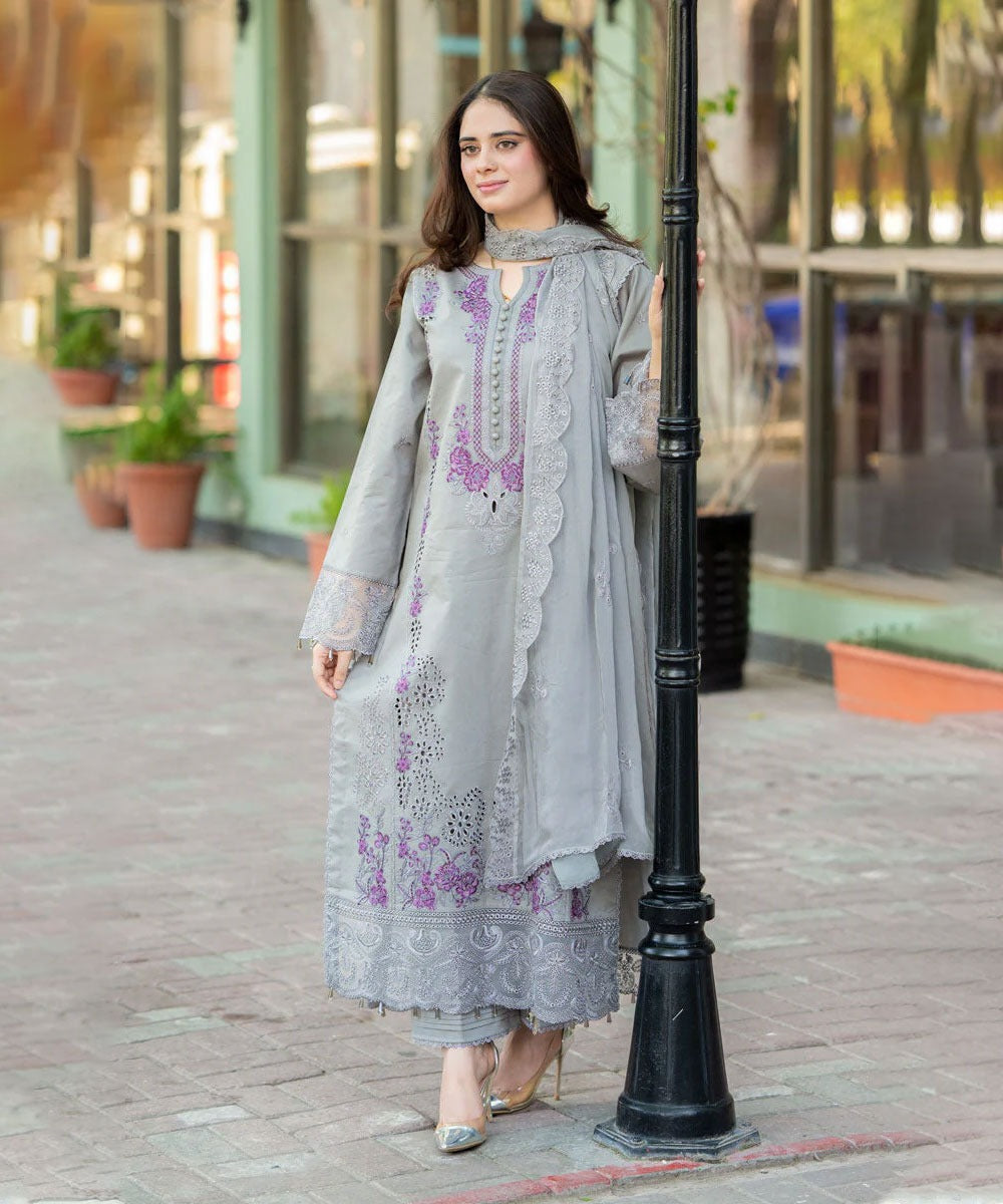 Lawn-3PC Embroidered Shirt with Chiffon Embroidered Dupatta-5155