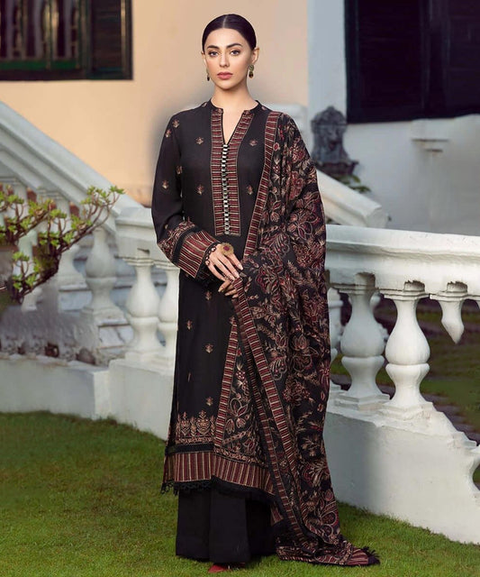 Dhanak-3PC Embroidered Shirt with Dhanak Embroidered Shawl- 580