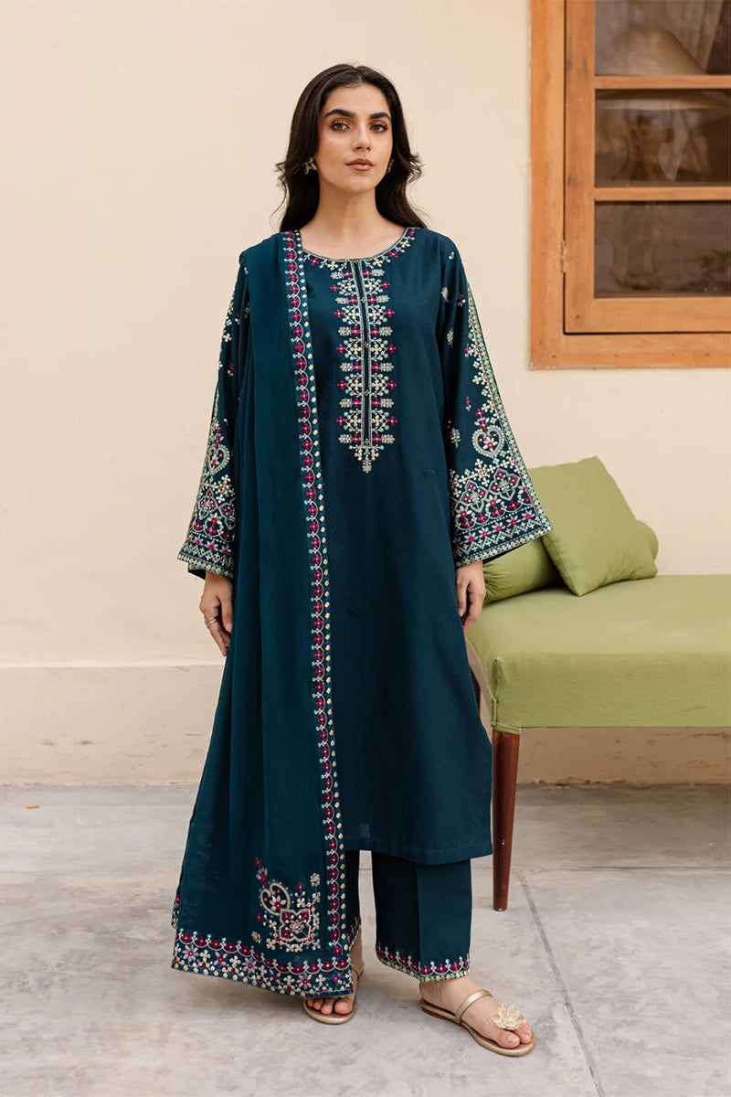 Lawn-3PC Embroidered Shirt with Chiffon Embroidered Dupatta- 5162