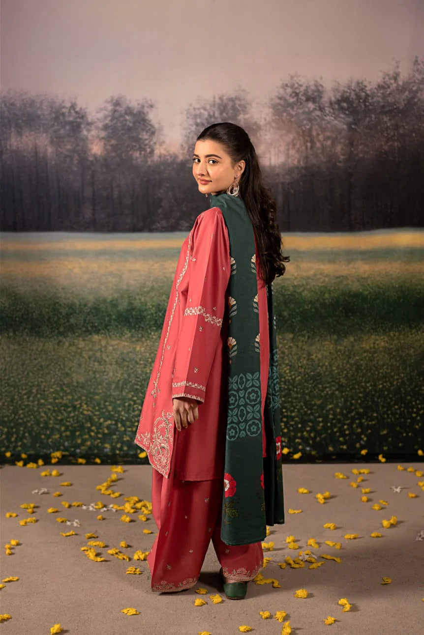 Lawn 3PC Embroidered with Digital Printed Jacquard Dupatta-5092