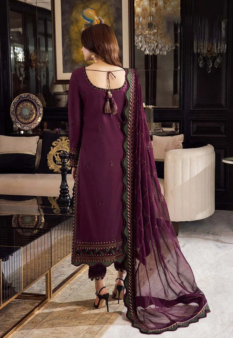 Dhanak-3PC Embroidered Shirt with Chiffon Embroidered Dupatta - 673