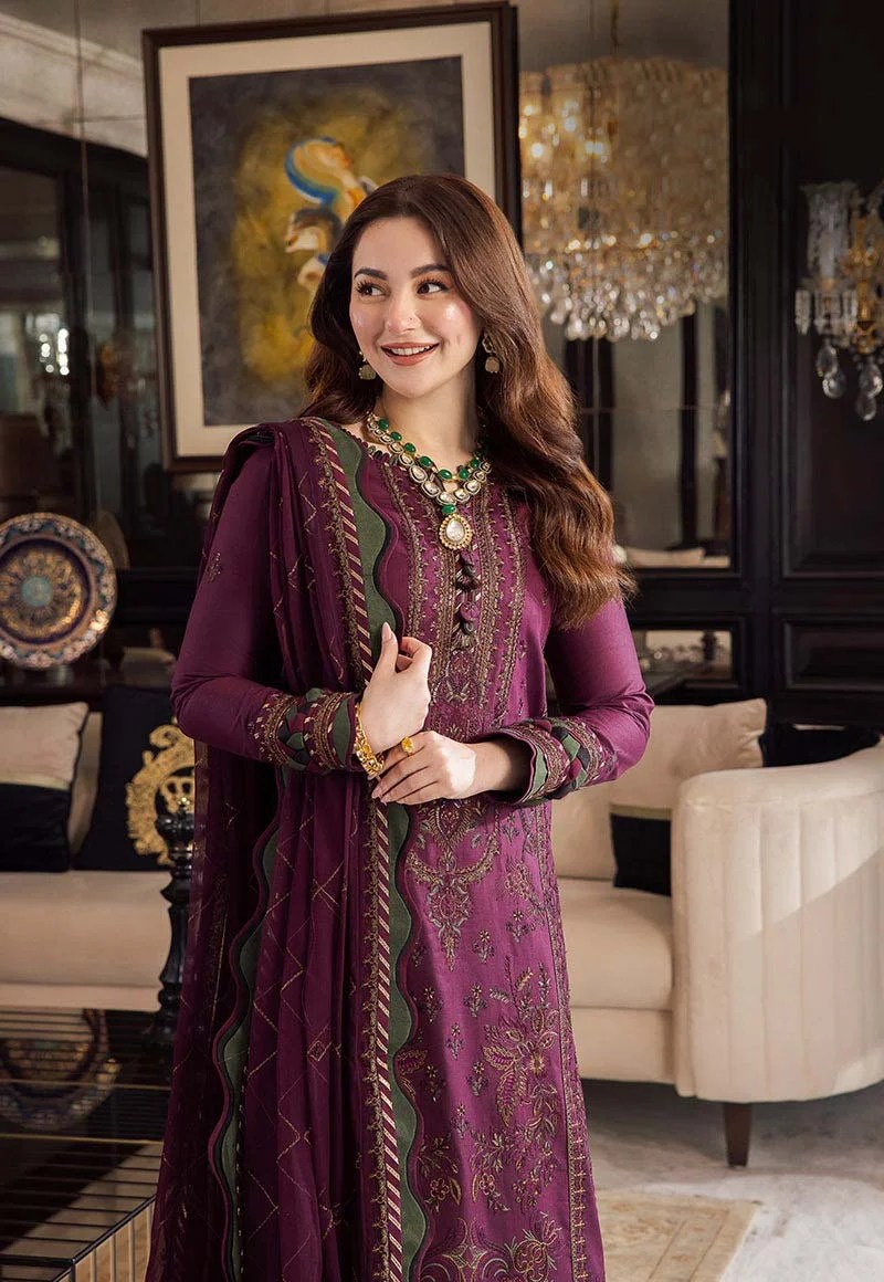 Dhanak-3PC Embroidered Shirt with Chiffon Embroidered Dupatta - 673