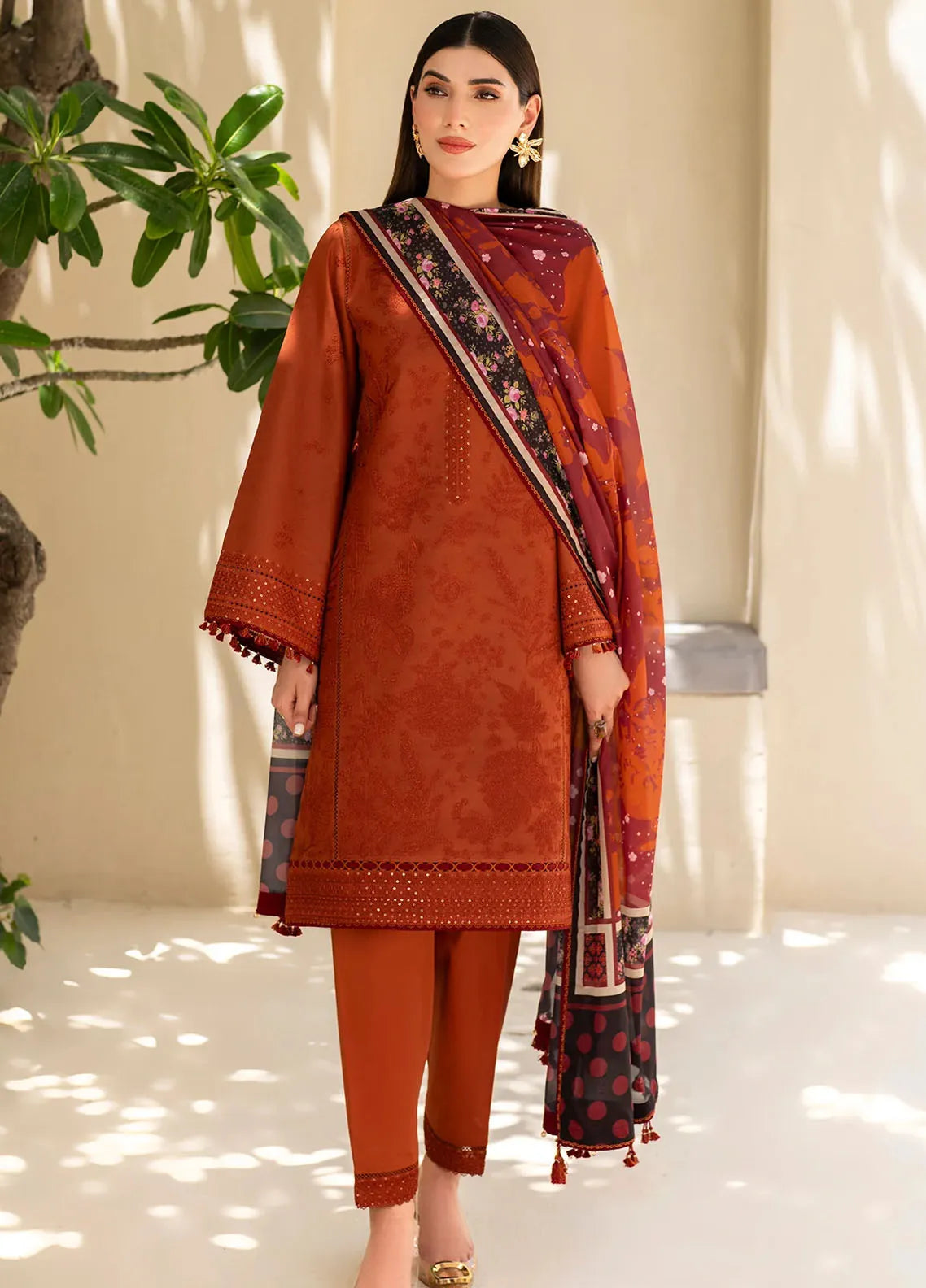 JAZMIN 3PC Lawn Embroidered With Printed Dupatta-472