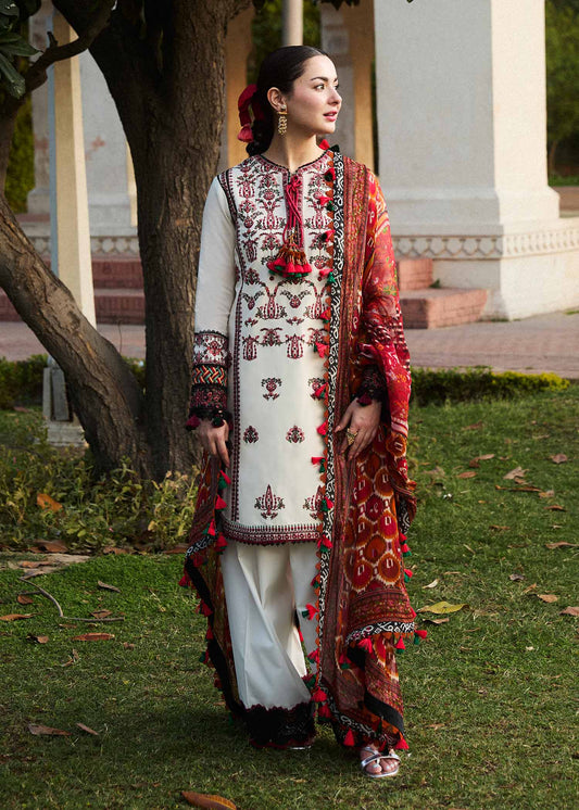 HUSSAIN REHAR Luxury Dhanak 3PC Embroidered With Digital Printed Wool Shawl-177